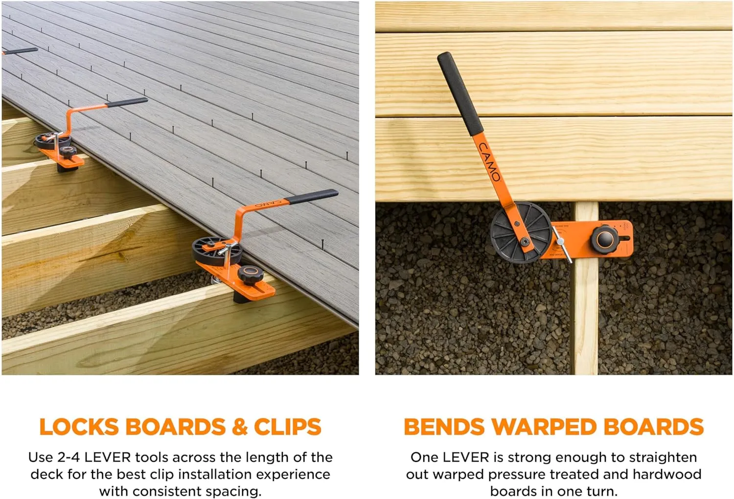 CAMO Lever Deck Board Bending, Straightening and Locking Tool for Faster & Easier Deck Installation Pro Pack (3 Pack)
