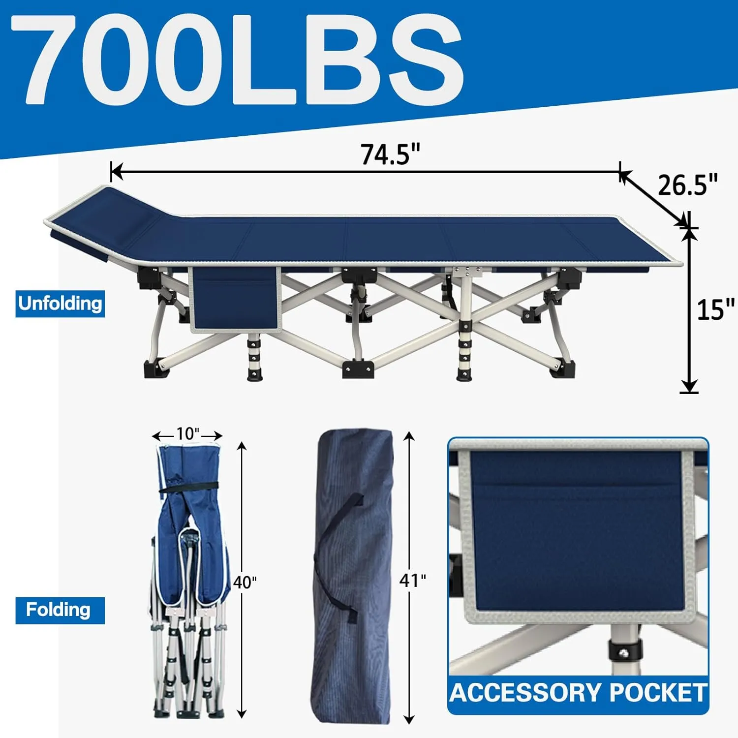 Camping cot with Mattress Comfortable Camping Cots for Adults Folding Cot with Carry Bag Guest Bed Easy to Install Outdoor Indoor