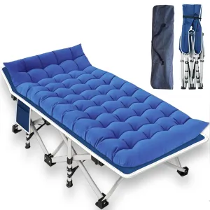 Camping cot with Mattress Comfortable Camping Cots for Adults Folding Cot with Carry Bag Guest Bed Easy to Install Outdoor Indoor