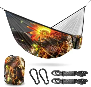 Camping Hammock Double & Single Portable Hammocks with 2 Tree Straps, Great for Hiking,Backpacking,Hunting,Outdoor,Beach,Camping, Giraffe (55)
