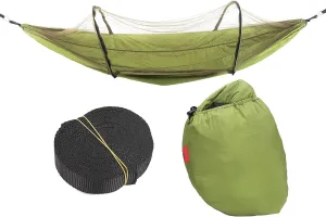 Camping Hammock, Single Person Super Light Automatic Quick Opening Removable Lightweight Hanging Hammock Tree Straps Swing Hammock Bed with Mosquitos Net, Portable Hammocks for Outdoor