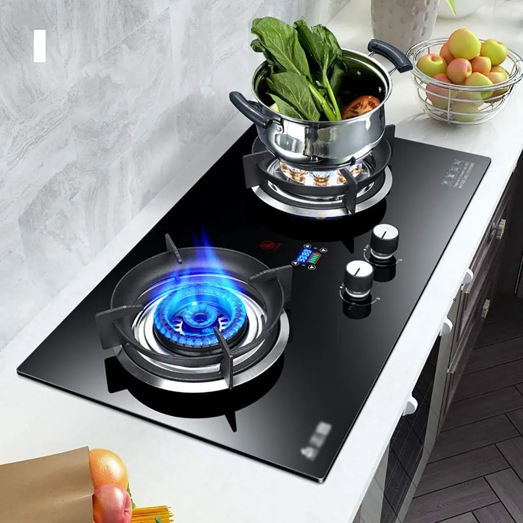 Camping StoveGas hob Cooker Kitchen Hob 2 Burners Drop-in Propane/Natural Gas Cooker Gas Stove LPG/NG Dual Fuel Cooker Easy to Clean [Energy Class A] (Color : C Size : NG) (A LPG)