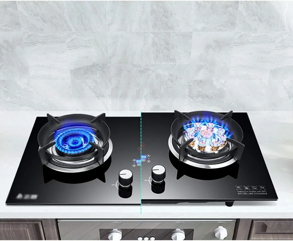 Camping StoveGas hob Cooker Kitchen Hob 2 Burners Drop-in Propane/Natural Gas Cooker Gas Stove LPG/NG Dual Fuel Cooker Easy to Clean [Energy Class A] (Color : C Size : NG) (A LPG)
