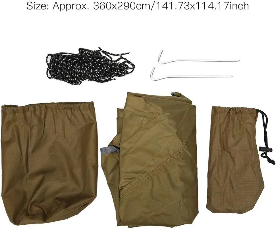 Camping Tent Tarp, 210T Polyester Fabric Outdoor Camping Shelter Rhombic Sun Proof Camping Ground Mat Tent for Outdoor Hiking (Light Tan)