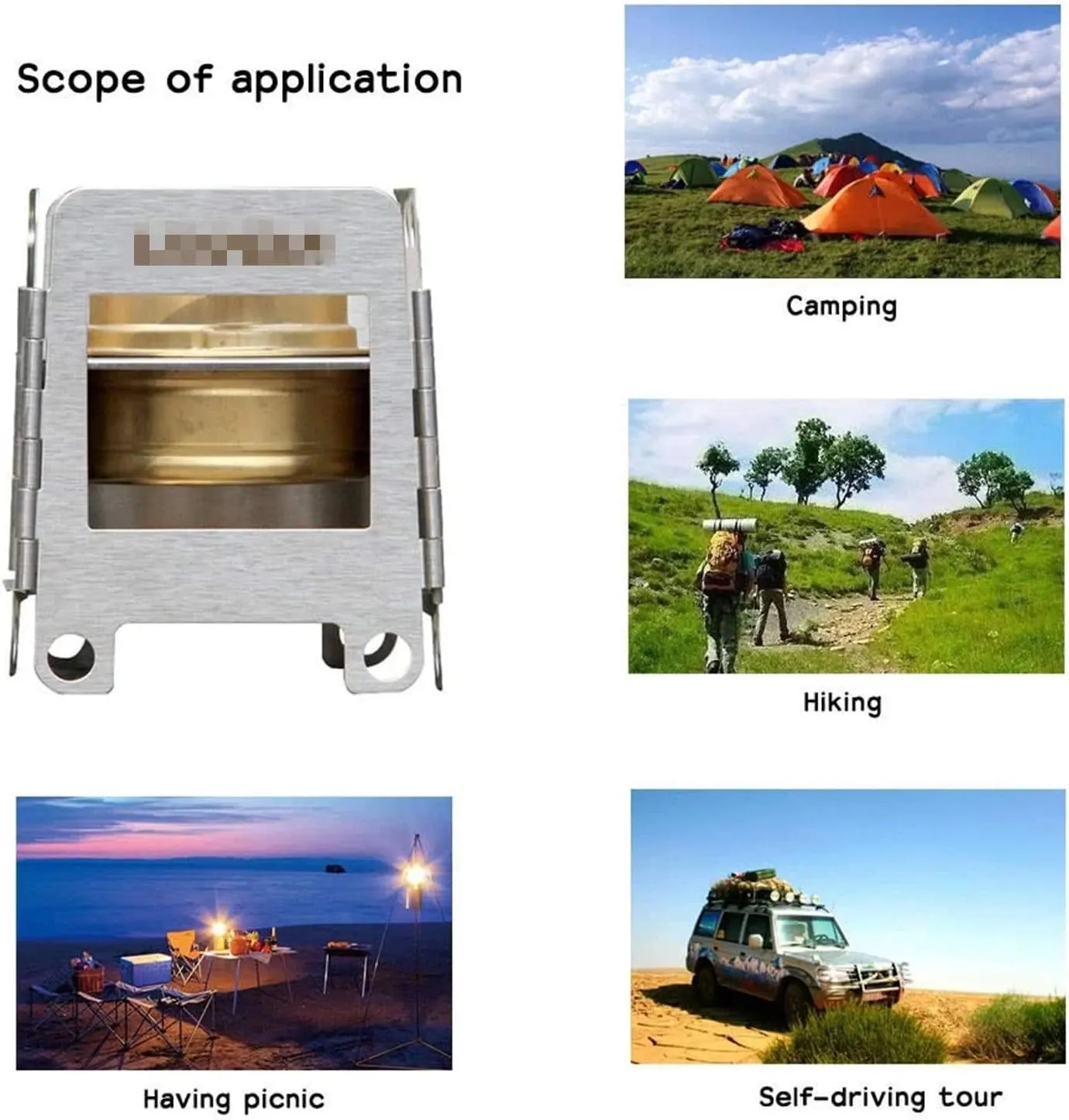 Camping Wood Stove Stainless Steel Wood Burning Stove Lightweight Folding Pocket Stove with Backup Alcohol Burner for Camping Cooking (Color : Silver Size : One Size) (Silver One Size)