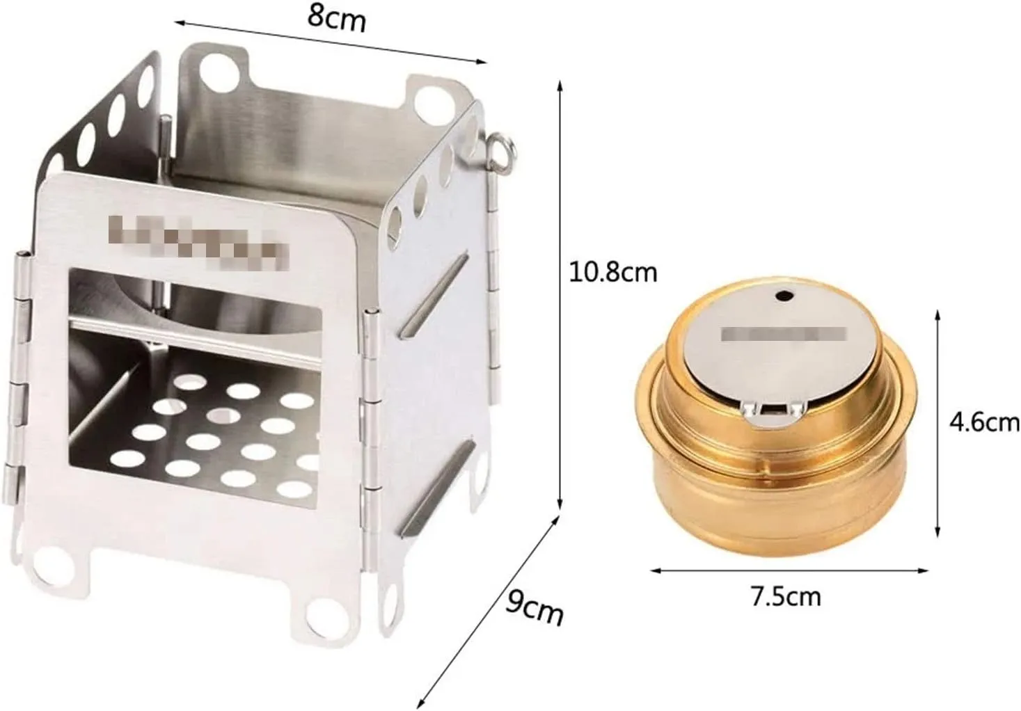 Camping Wood Stove Stainless Steel Wood Burning Stove Lightweight Folding Pocket Stove with Backup Alcohol Burner for Camping Cooking (Color : Silver Size : One Size) (Silver One Size)