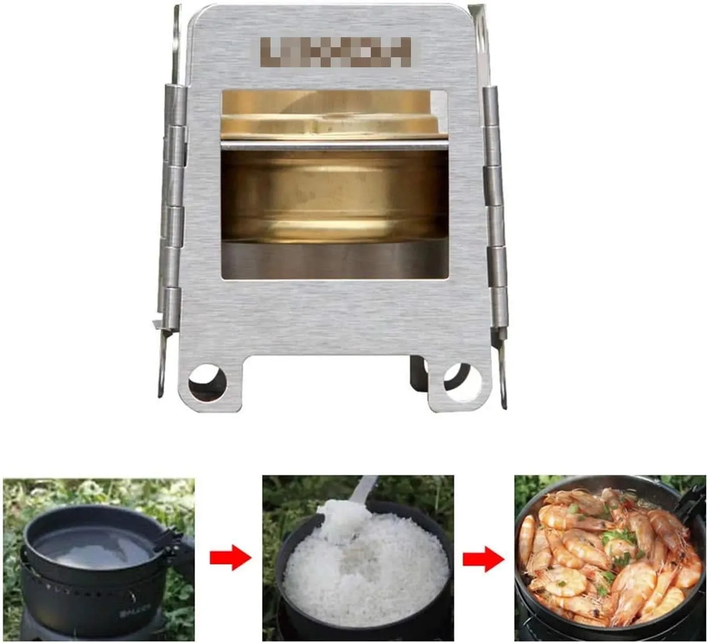 Camping Wood Stove Stainless Steel Wood Burning Stove Lightweight Folding Pocket Stove with Backup Alcohol Burner for Camping Cooking (Color : Silver Size : One Size) (Silver One Size)