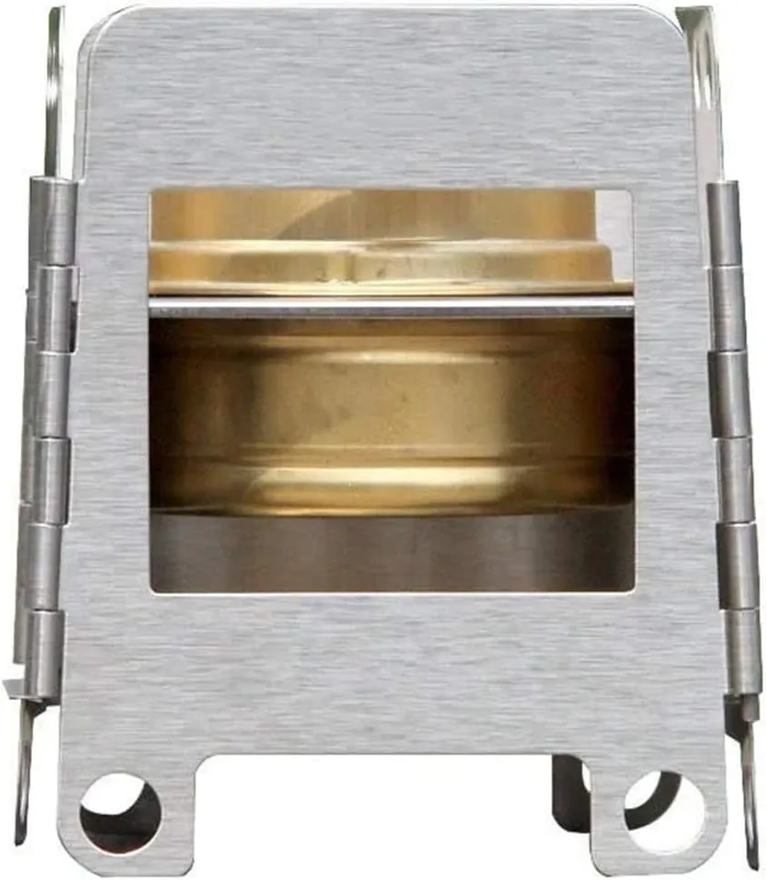 Camping Wood Stove Stainless Steel Wood Burning Stove Lightweight Folding Pocket Stove with Backup Alcohol Burner for Camping Cooking (Color : Silver Size : One Size) (Silver One Size)