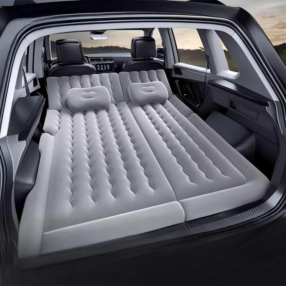 Car Air Mattress for Humma H3 2008,Flocking & PVC Thickened Double-Sided Portable Foldable Sleeping Pad Back Seat Trunk Inflatable Electric Pump Pillows,A