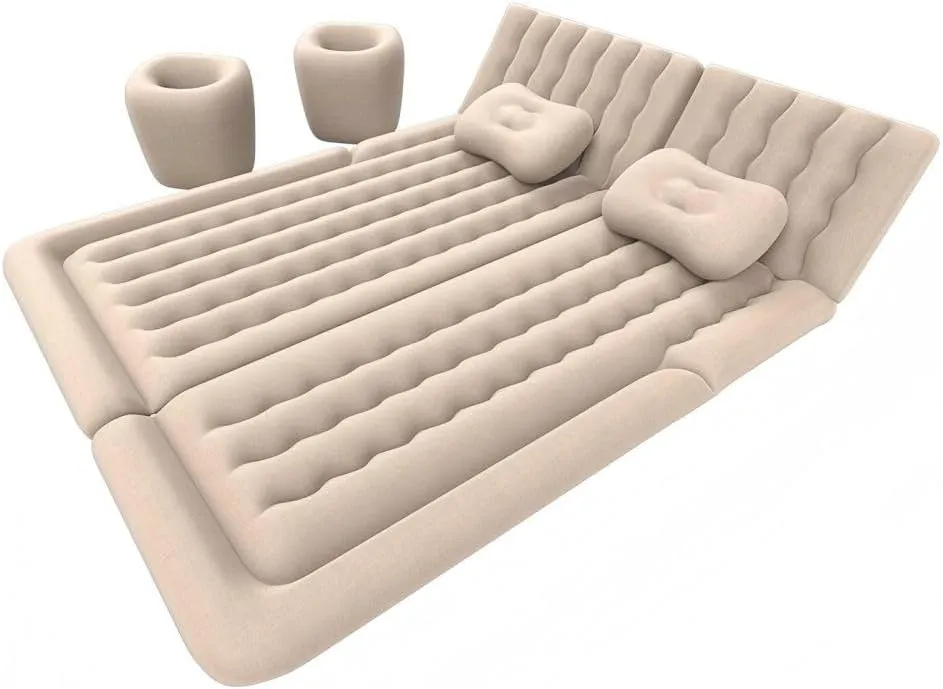 Car Air Mattress for Humma H3 2008,Flocking & PVC Thickened Double-Sided Portable Foldable Sleeping Pad Back Seat Trunk Inflatable Electric Pump Pillows,A