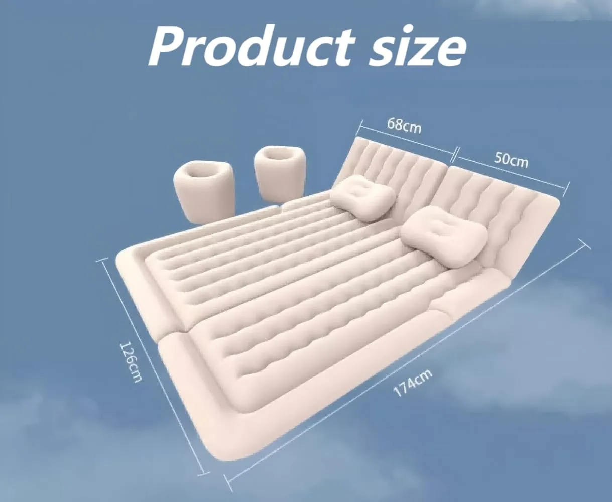 Car Air Mattress for Humma H3 2008,Flocking & PVC Thickened Double-Sided Portable Foldable Sleeping Pad Back Seat Trunk Inflatable Electric Pump Pillows,A