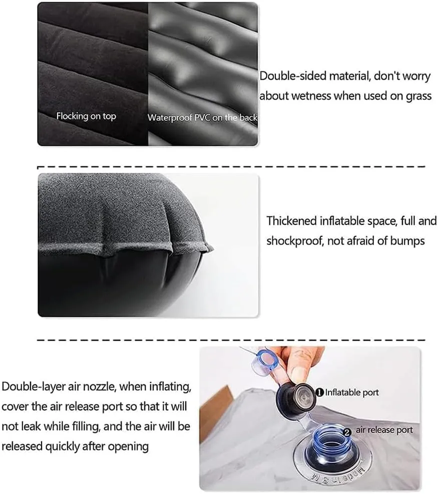 Car Air Mattress for Humma H3 2008,Flocking & PVC Thickened Double-Sided Portable Foldable Sleeping Pad Back Seat Trunk Inflatable Electric Pump Pillows,A