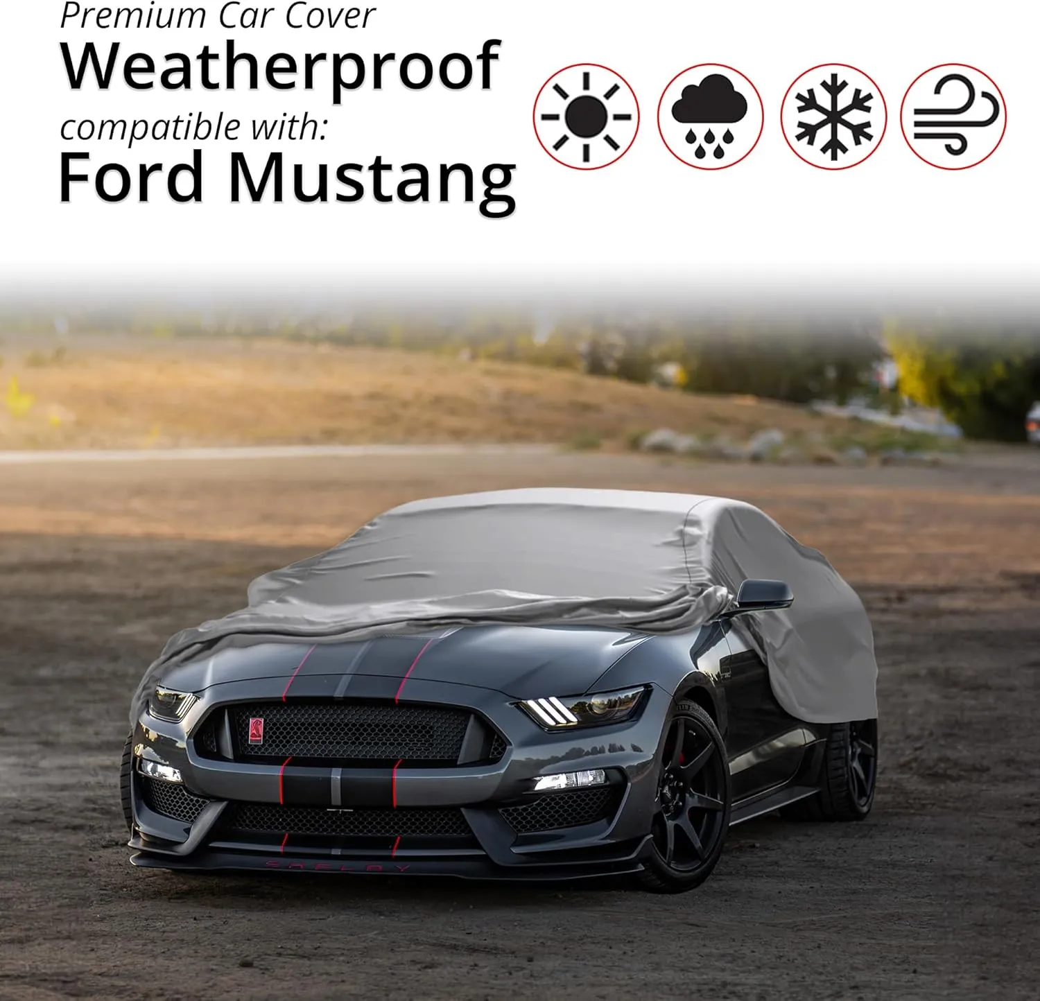 Car Covers Weatherproof Car Cover & Warranty Compatible with Ford 2005-2023 Mustang - Outdoor Cover Theft Cable Lock Car Accessories Better Than Waterproof