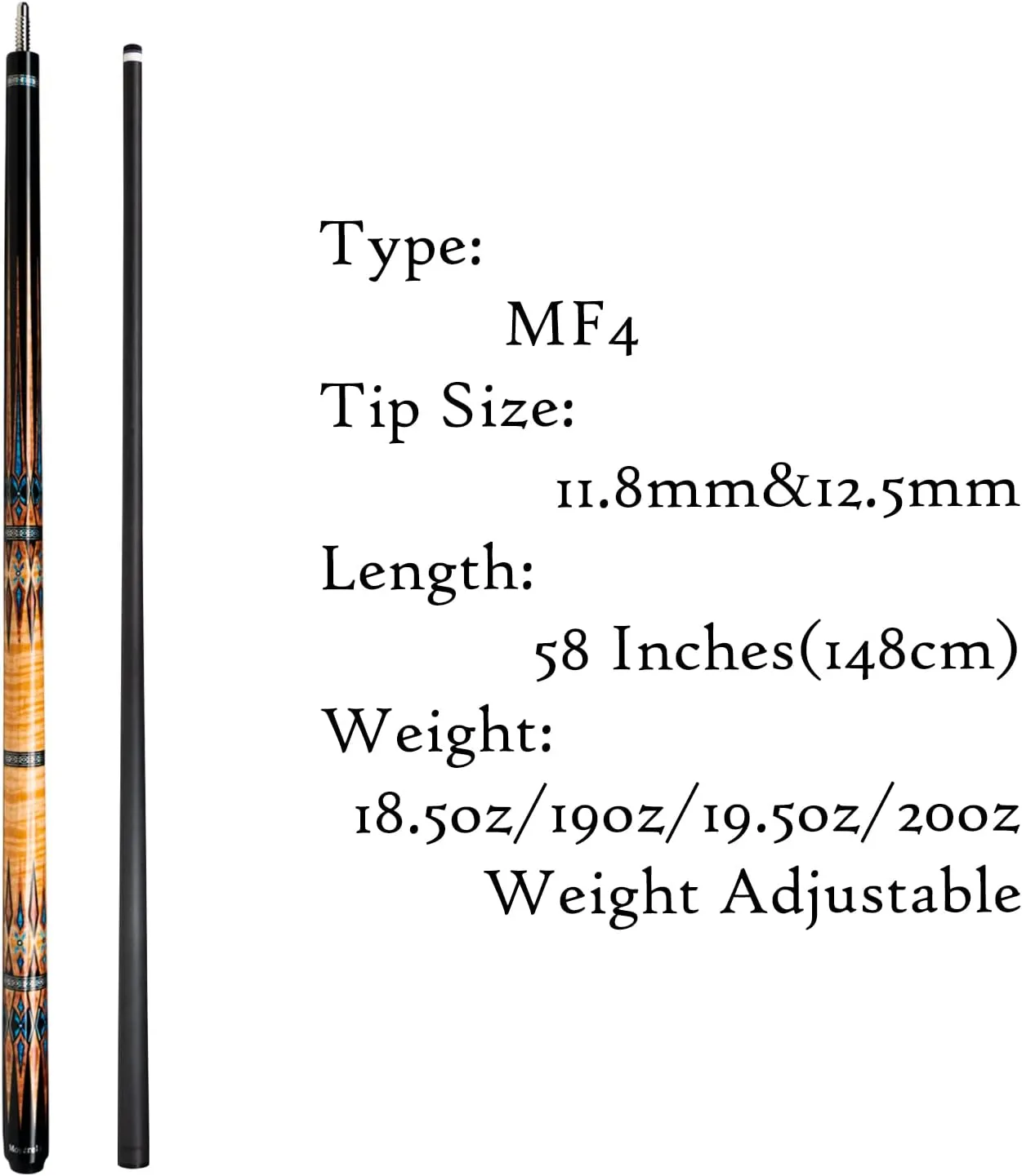 Carbon Fiber Pool Cue,11.8mm/12.5mm Low Deflection Cue Stick,Professional Pool Stick with Case