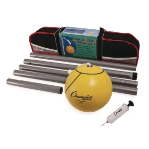 Champion Sports Deluxe Tether Ball Set, Tetherball/102" Cord/(4) 24" Telescoping Poles/Carry Bag/Pump with Needle