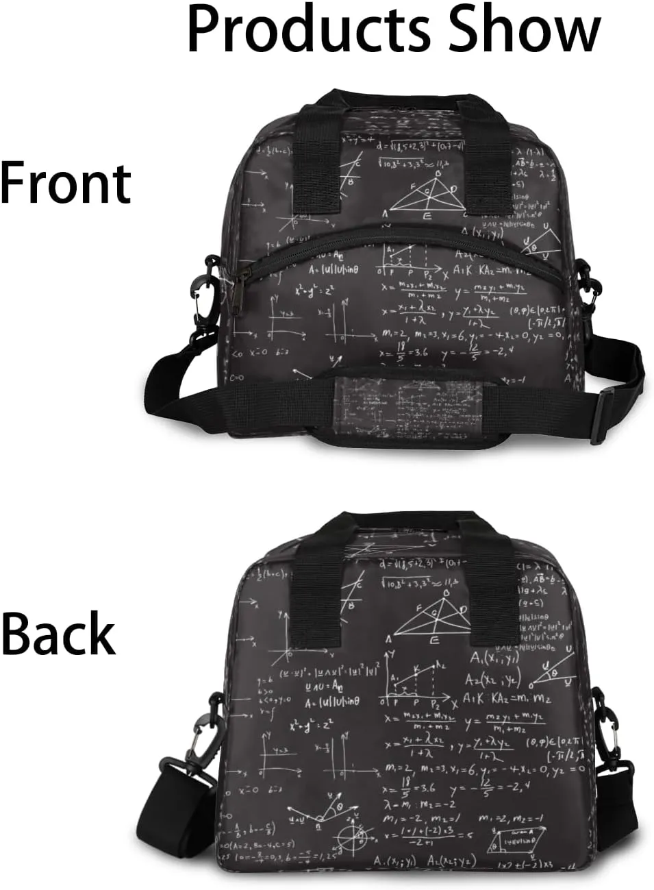 Chemical Molecule Formula Lunch Bag for Women Men Reusable Insulated Lunch Box with Adjustable Shoulder Strap Portable Cooler Tote Bag for Office Work Picnic Travel