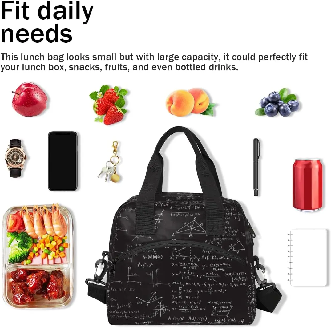 Chemical Molecule Formula Lunch Bag for Women Men Reusable Insulated Lunch Box with Adjustable Shoulder Strap Portable Cooler Tote Bag for Office Work Picnic Travel