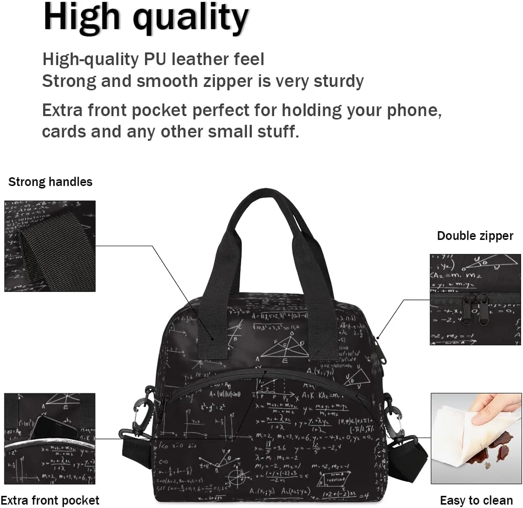 Chemical Molecule Formula Lunch Bag for Women Men Reusable Insulated Lunch Box with Adjustable Shoulder Strap Portable Cooler Tote Bag for Office Work Picnic Travel
