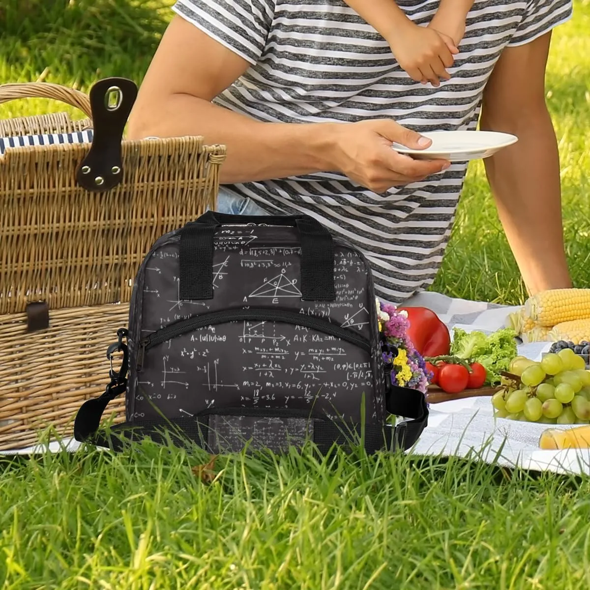Chemical Molecule Formula Lunch Bag for Women Men Reusable Insulated Lunch Box with Adjustable Shoulder Strap Portable Cooler Tote Bag for Office Work Picnic Travel
