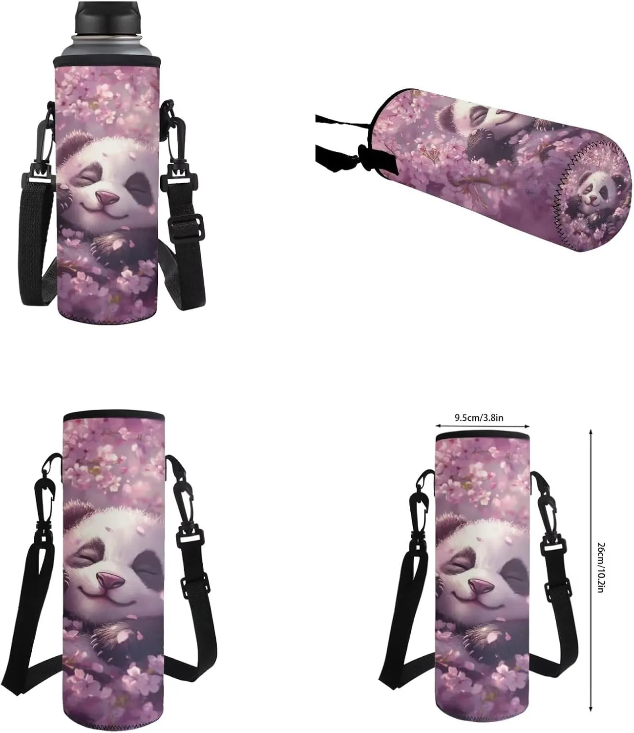 Cherry Blossom Panda Big Girls Bookbag 10-12 Years Old and Lunch Box Set Water Bottle Sleeve Pencil Box Primary School Backpack for Kids Easy Care and Maintenance for Teens Students
