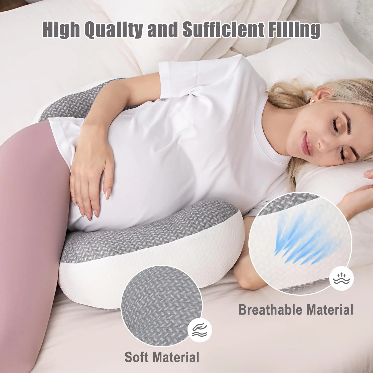 Chilling Home Pregnancy Pillow, Maternity Pillow for Pregnant Women, Pregnancy Pillows for Sleeping Portable, Pregnancy Wedge Pillow, Body Pillow Support for Back, Belly, Waist, Blue