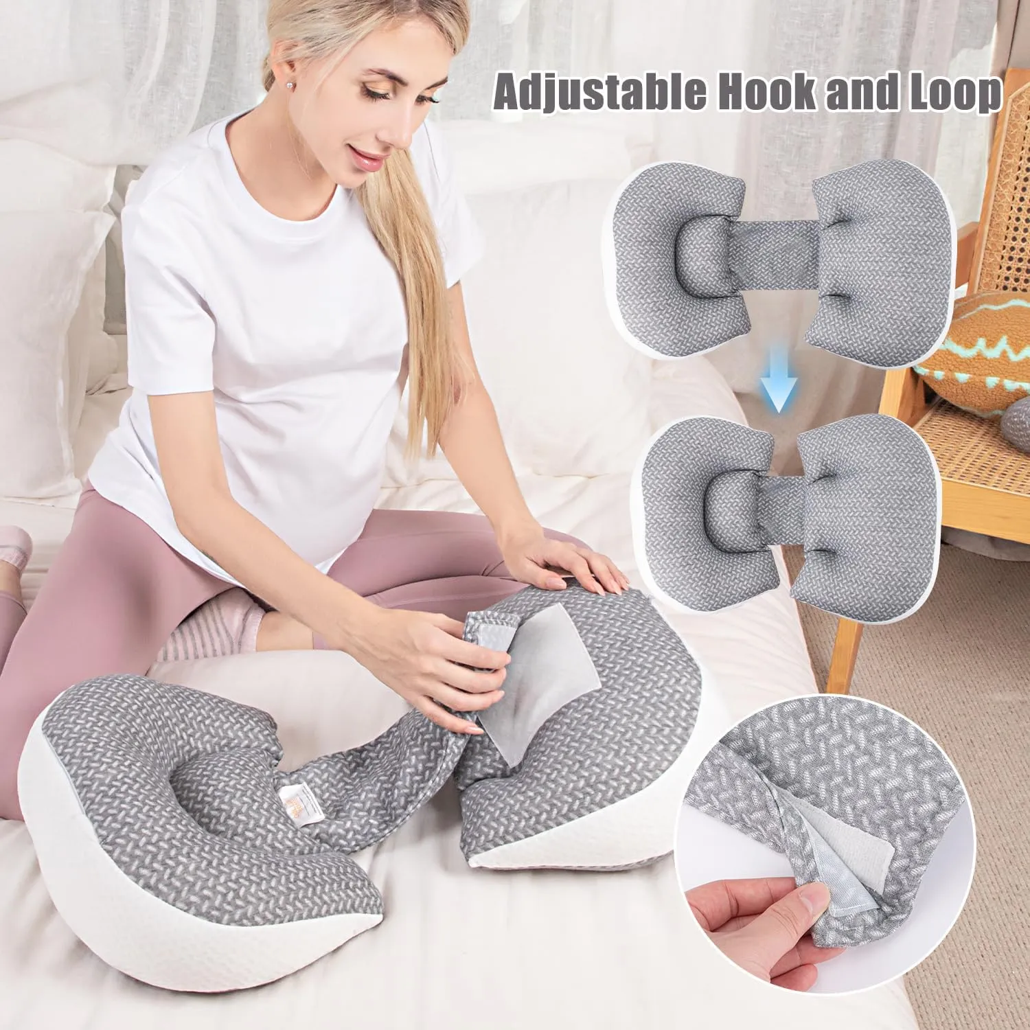 Chilling Home Pregnancy Pillow, Maternity Pillow for Pregnant Women, Pregnancy Pillows for Sleeping Portable, Pregnancy Wedge Pillow, Body Pillow Support for Back, Belly, Waist, Grey