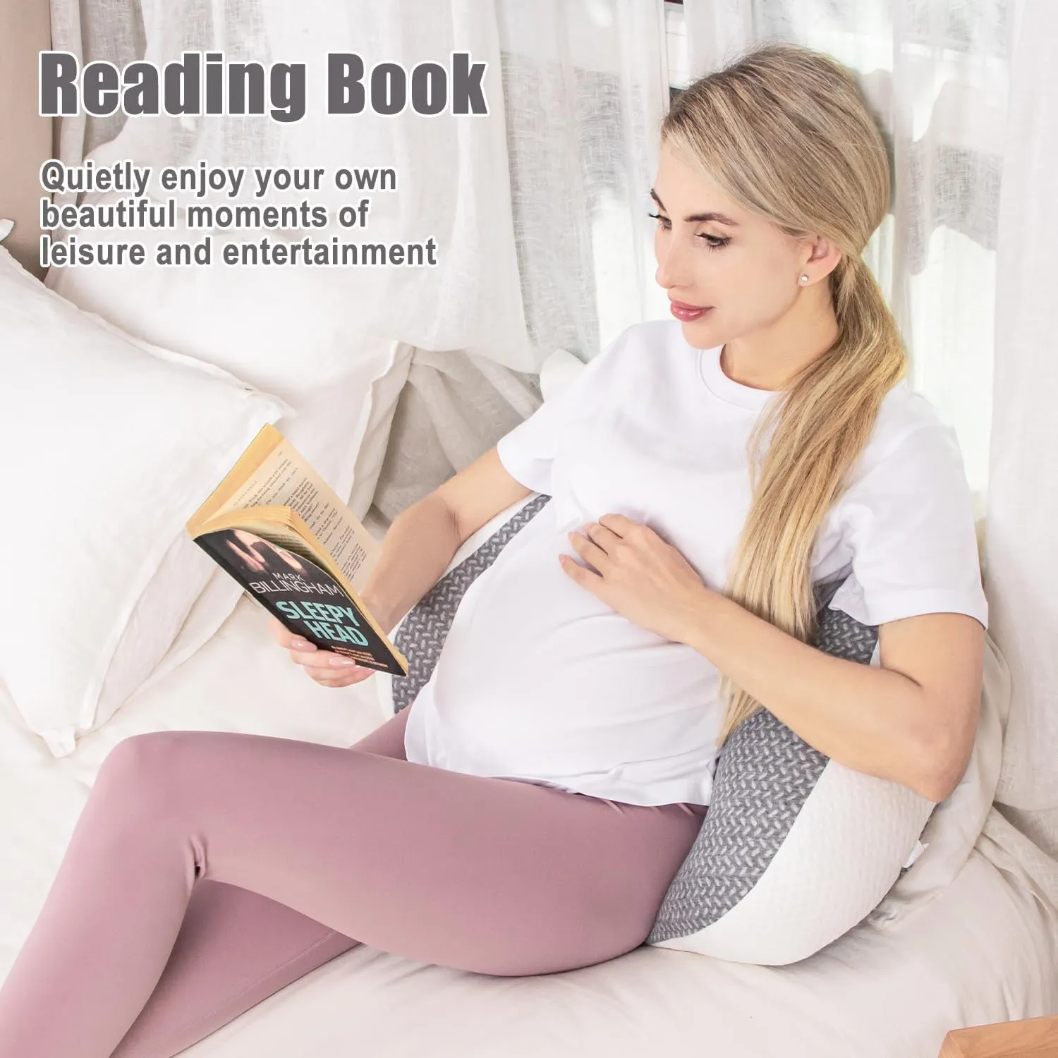 Chilling Home Pregnancy Pillow, Maternity Pillow for Pregnant Women, Pregnancy Pillows for Sleeping Portable, Pregnancy Wedge Pillow, Body Pillow Support for Back, Belly, Waist, Grey