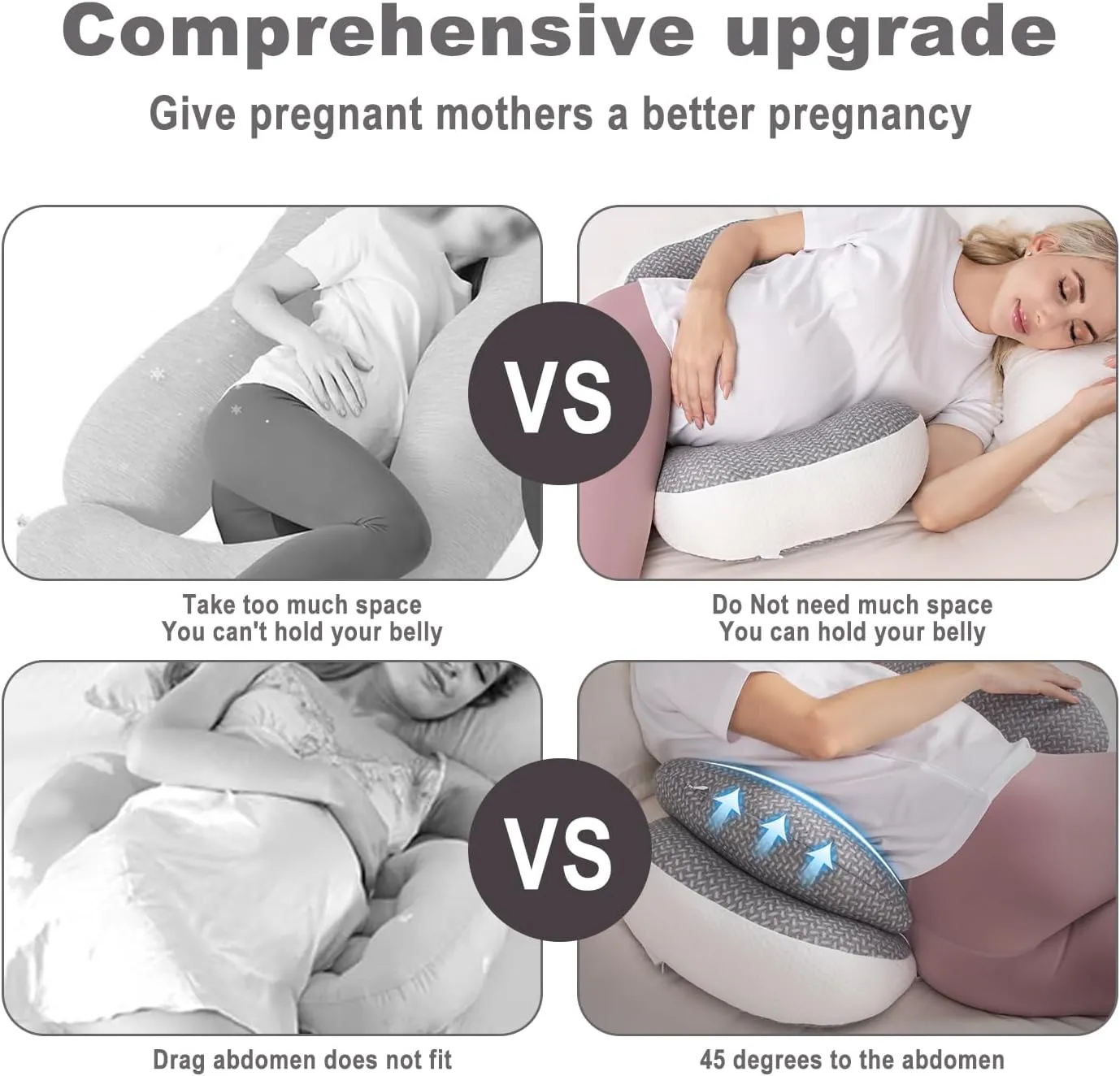 Chilling Home Pregnancy Pillow, Maternity Pillow for Pregnant Women, Pregnancy Pillows for Sleeping Portable, Pregnancy Wedge Pillow, Body Pillow Support for Back, Belly, Waist, Grey