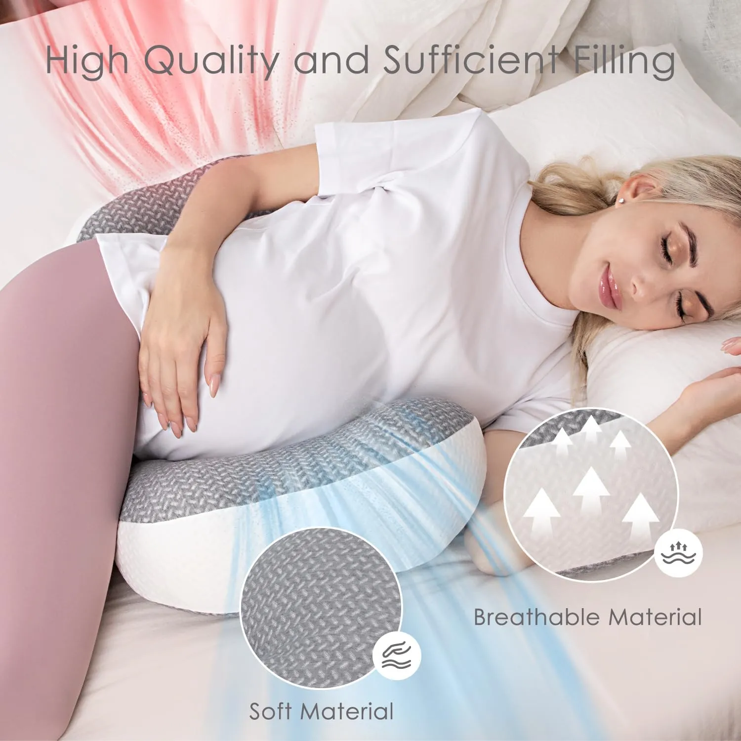Chilling Home Pregnancy Pillow, Maternity Pillow for Pregnant Women, Pregnancy Pillows for Sleeping Portable, Pregnancy Wedge Pillow, Body Pillow Support for Back, Belly, Waist, Grey
