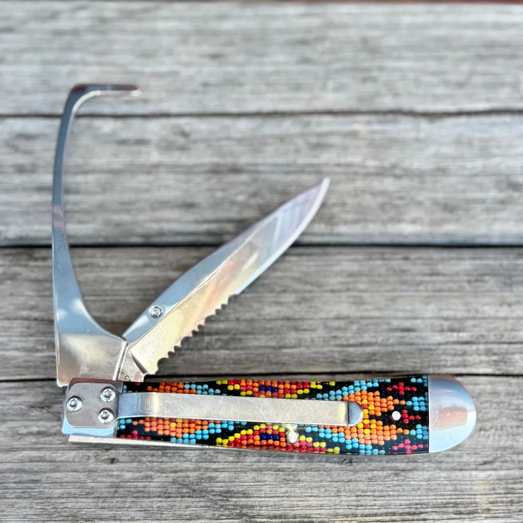 Circle SH Orange Beaded Knife/Hoof Pick