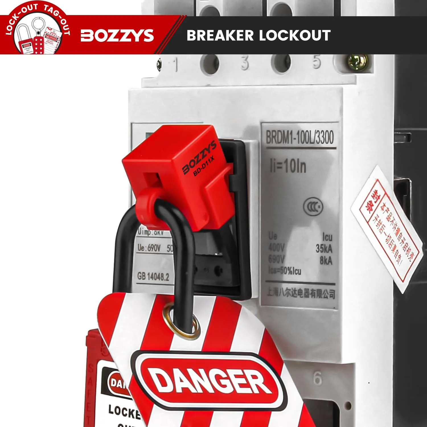 Clip-On Circuit Breaker Lockout Device,9 Pack Loto Lockout Tagout Lock for Molded Case Circuit Breakers with Switch Handle Width Within 0.65 Inch (BD-D11X-9PCS)