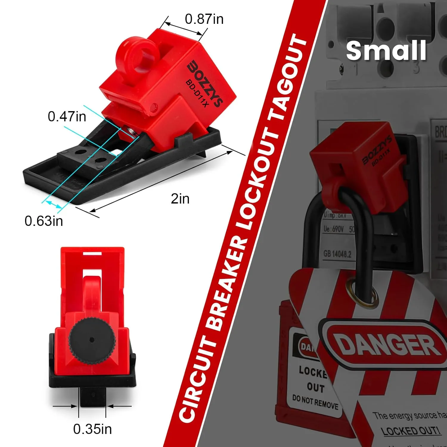 Clip-On Circuit Breaker Lockout Device,9 Pack Loto Lockout Tagout Lock for Molded Case Circuit Breakers with Switch Handle Width Within 0.65 Inch (BD-D11X-9PCS)