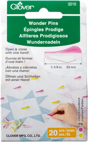 CLOVER Wonder Sewing Pins, Yellow and Pink