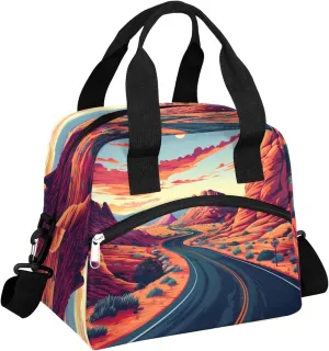 Coast Highway on Lunch Bag Highway Lunch Bag Reusable Lunch Box Leak Proof Cooler Bag With Adjustable Shoulder Strap