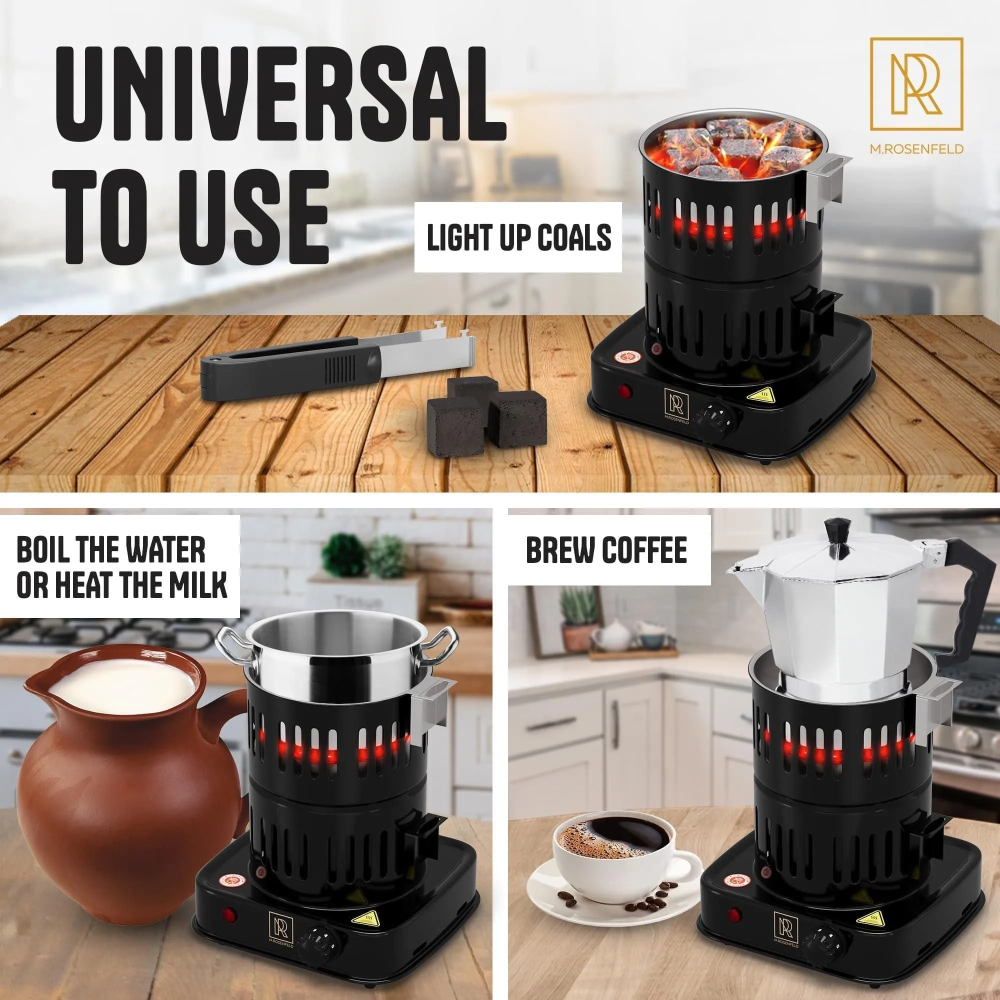 Coconut Charcoal Lighters High-tech Burner Electric Charcoal 800W with Tongs Multipurpose Charcoal Starter Electric Service-focused