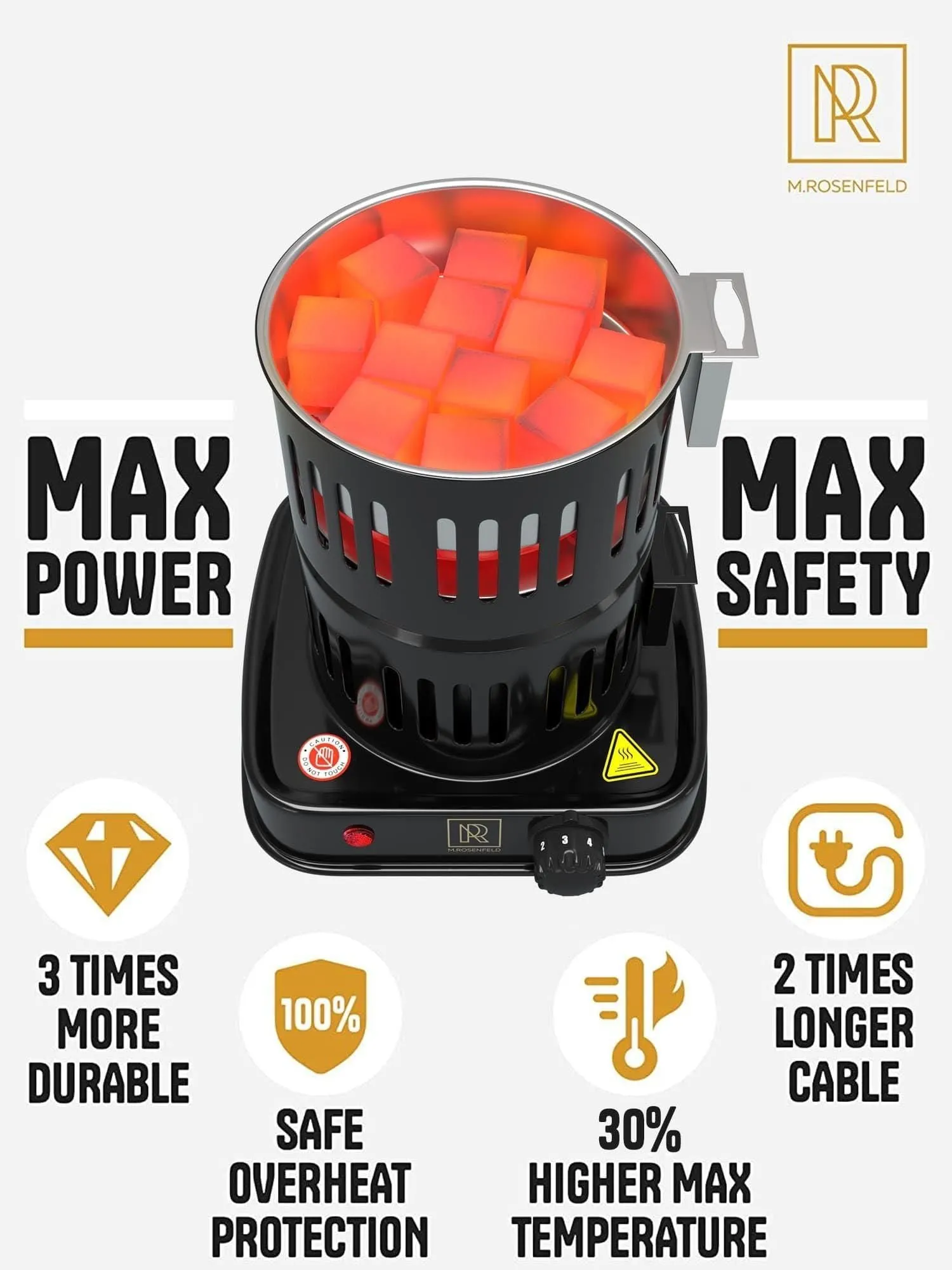 Coconut Charcoal Lighters High-tech Burner Electric Charcoal 800W with Tongs Multipurpose Charcoal Starter Electric Service-focused