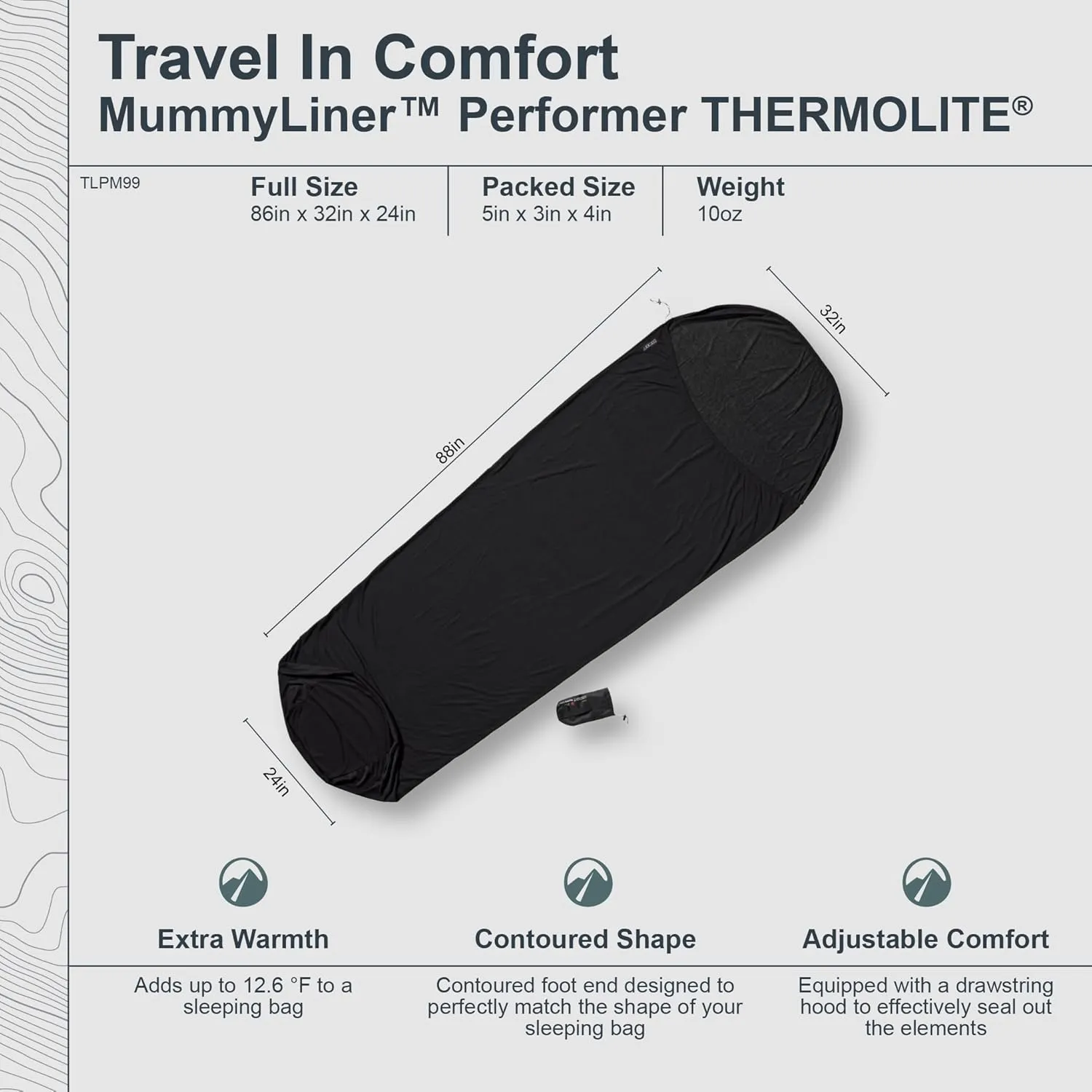 COCOON - Premium - MummyLiner - Performer Thermolite - Volcano Black - Regular