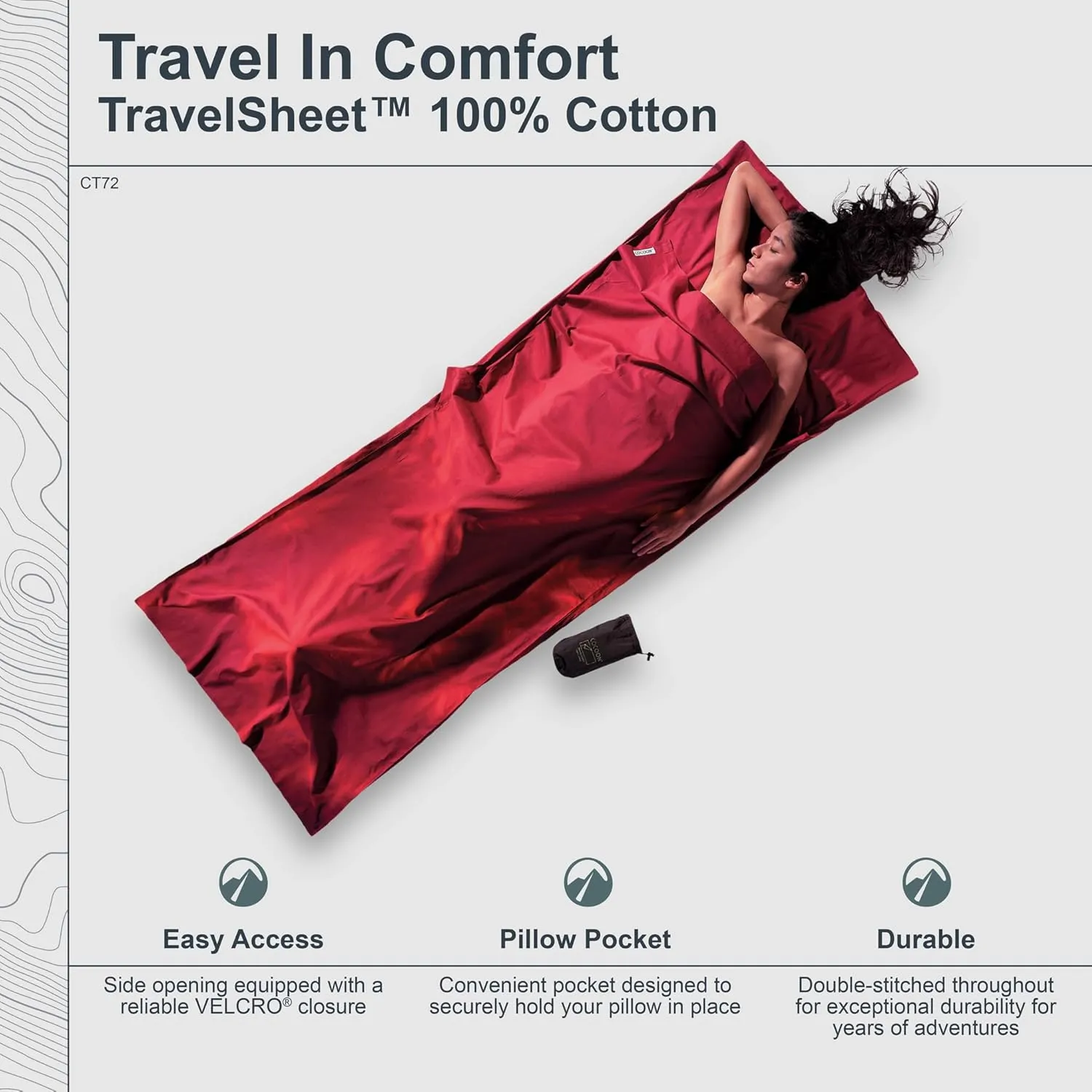 COCOON - Premium - TravelSheet - - Cotton - Monk's Red - Regular