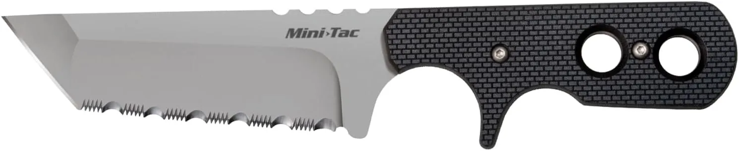 Cold Steel Mini Tac Tanto 3.75" AUS8A Razor-Sharp Blade 3" Griv-Ex Handle Tactical Fixed Blade Neck Knife w/Secure-Ex Sheath