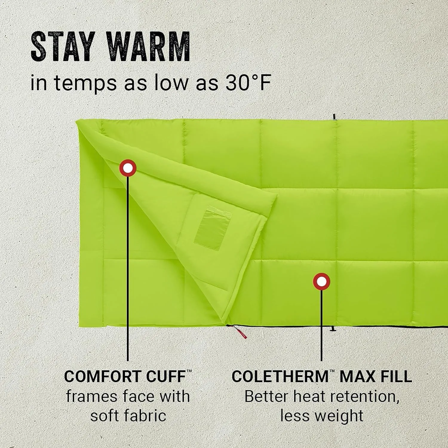 Coleman Kompact Sleeping Bag, Indoor/Outdoor Lightweight Sleeping Bag for Adults, 20°F/30°F/40°F Options for Camping, Hiking, Backpacking with Included Compression Sack
