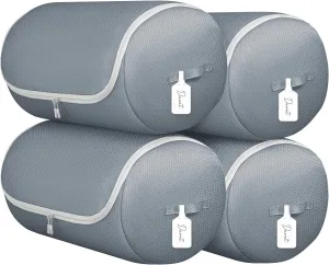 Comforter Storage Bag - Space-saving Bedding Storage Bag for Queen Duvet Blanket Storage Bags, Washable Comforter Storage Organizer for Comforter Blanket Pillow Sleeping Bag, 4-Pack, Grey