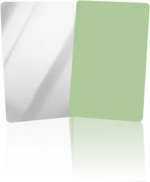 Compact Card Mirror, Unbreakable Stainless Steel Makeup Mirror Simplicity Solid Color Green Rectangular Handheld Small Travel Mirror for Camping, Travelling