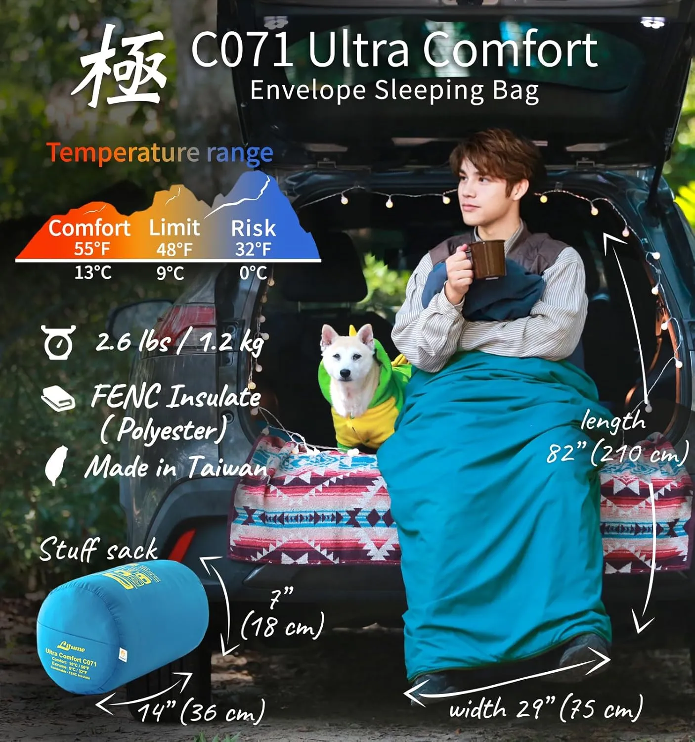 Compact Sleeping Bag 68°F-50°F 1.6lbs, Combinable Lightweight Portable Packable sleep sacks for Adults for Backpacking, Camping, Hiking, Travel, Family, with Stuff Sack, 3 seasons, Velvet lined