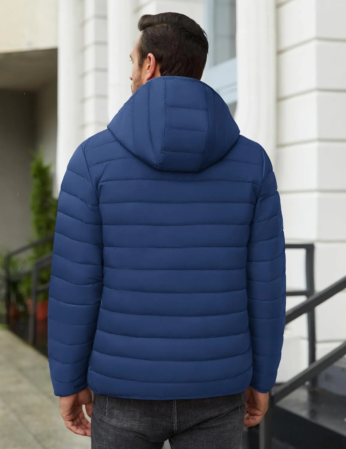 COOFANDY Mens Packable Puffer Jacket Lightweight Hooded Insulated Winter Coat Windproof Zipper Down Jacket