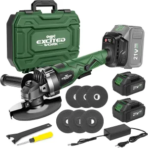 Cordless Angle Grinder, 20V 5 inch Electric Grinder Power Tools with 2X4.0Ah Battery, Adjustable Handle,Brushless Motor for Polishing, Grinding & Cutting