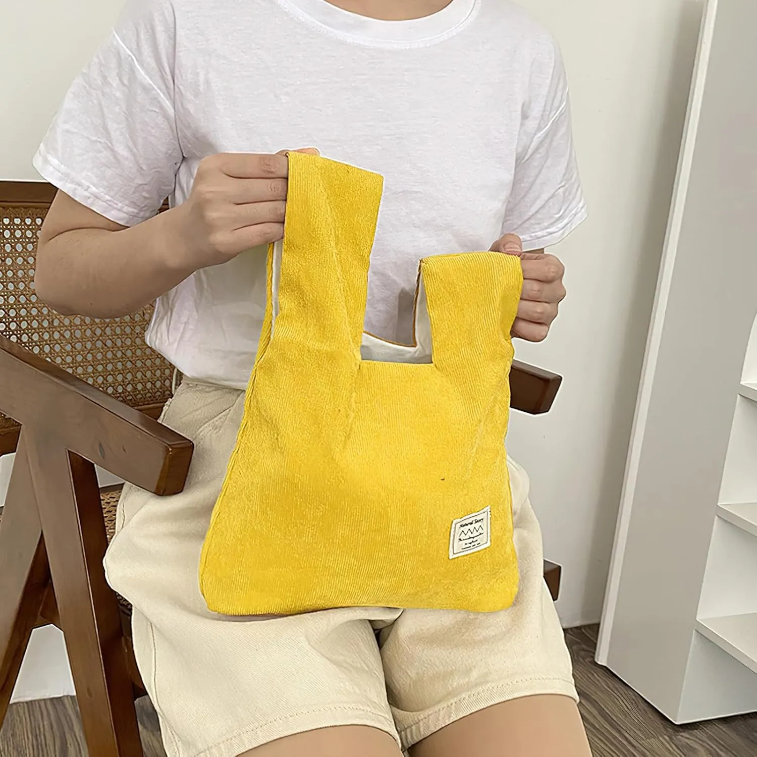 Corduroy Wristlet Wallet for Women Portable Wrist Bag Sleeve-Knot-Pouch (Very Small Size)