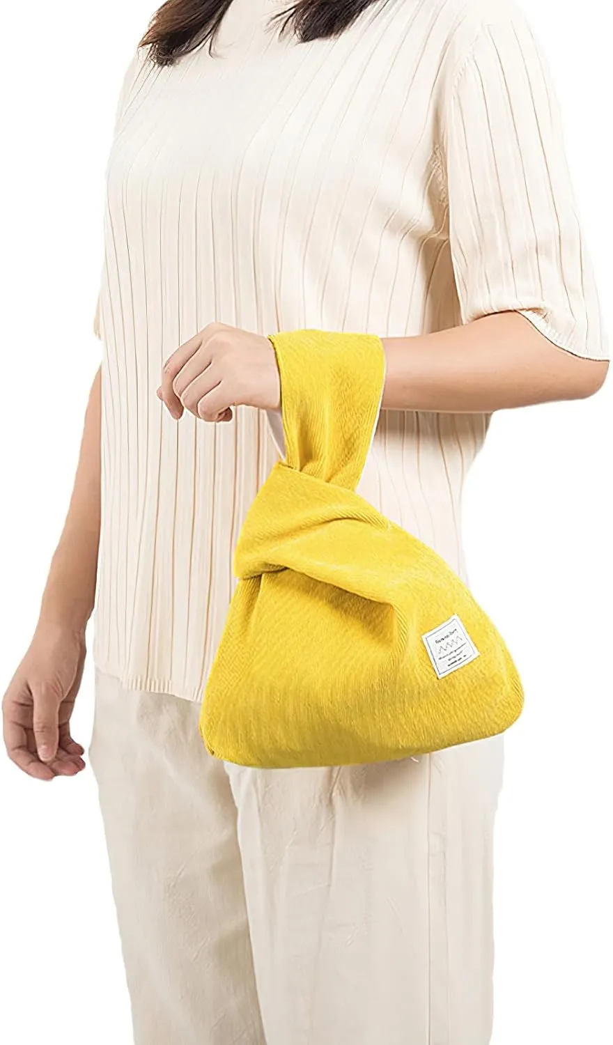 Corduroy Wristlet Wallet for Women Portable Wrist Bag Sleeve-Knot-Pouch (Very Small Size)