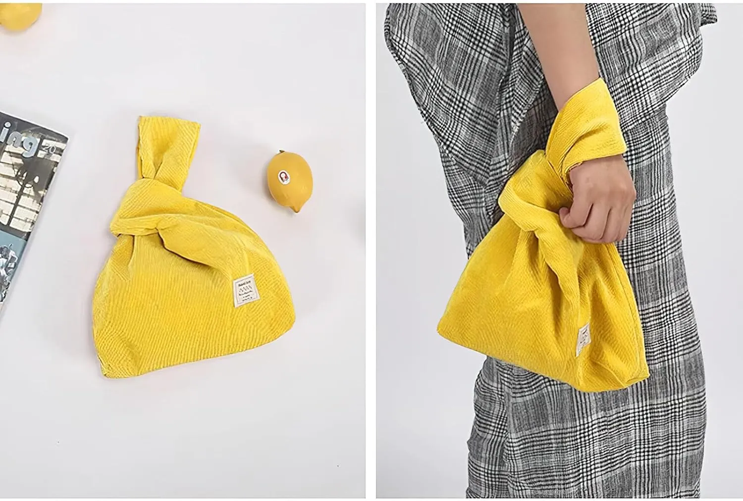 Corduroy Wristlet Wallet for Women Portable Wrist Bag Sleeve-Knot-Pouch (Very Small Size)