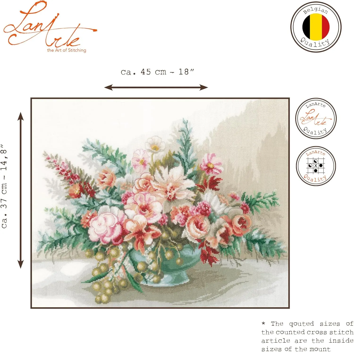 Counted Cross Stitch Kit: Bouquet of Flowers (Evenweave), 45 x 37cm, N