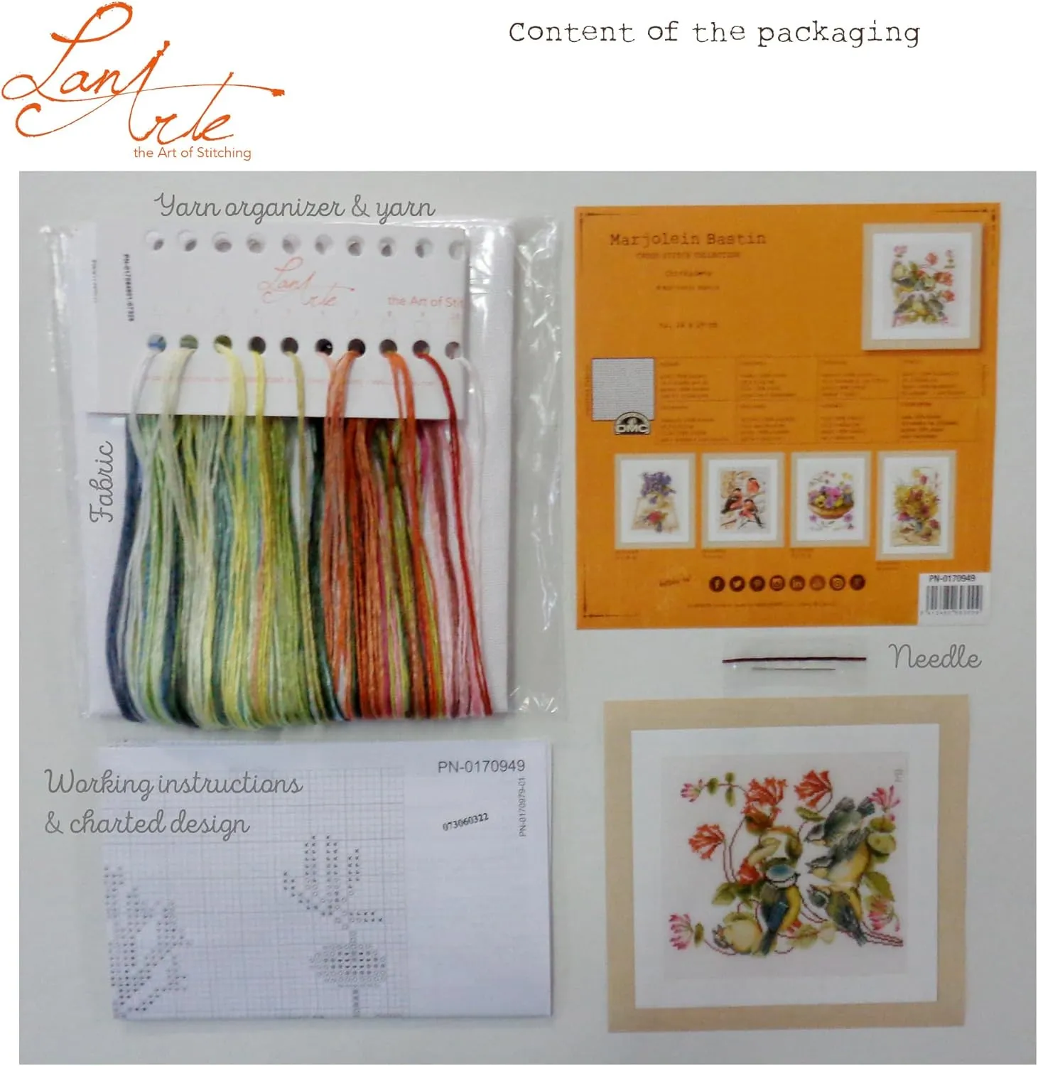 Counted Cross Stitch Kit: Chickadees (Evenweave), Cotton, NA, 24 x 29cm